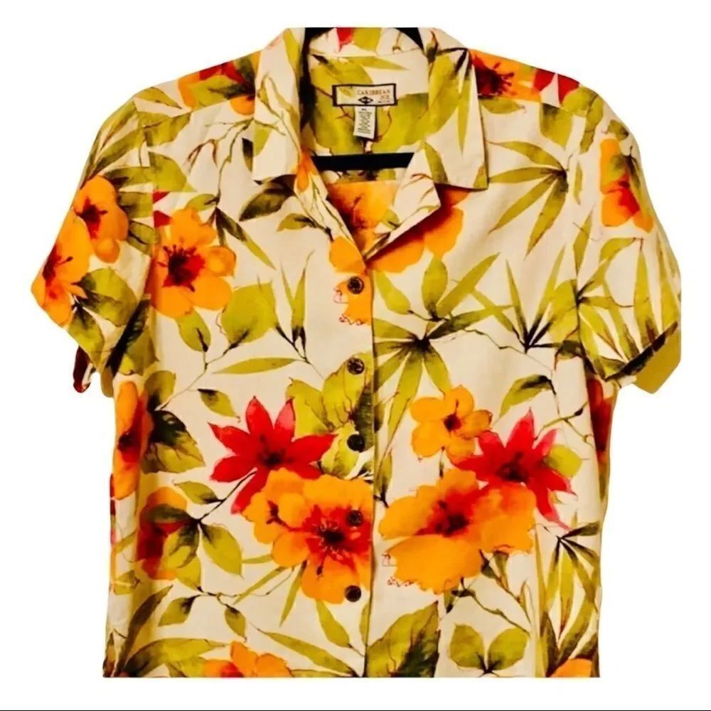 Caribbean Joe tropical button down NWOT